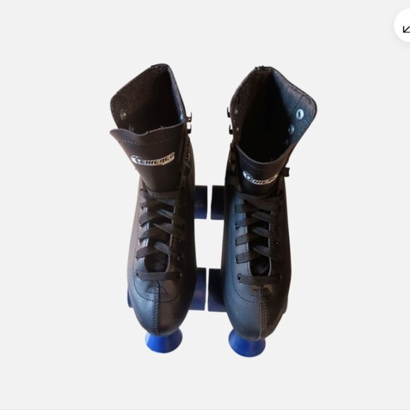 Roller Skates Mens Size 7 Chicago Leather Quad Lace-Up 405 Blue Wheels 8601K - Picture 7 of 13